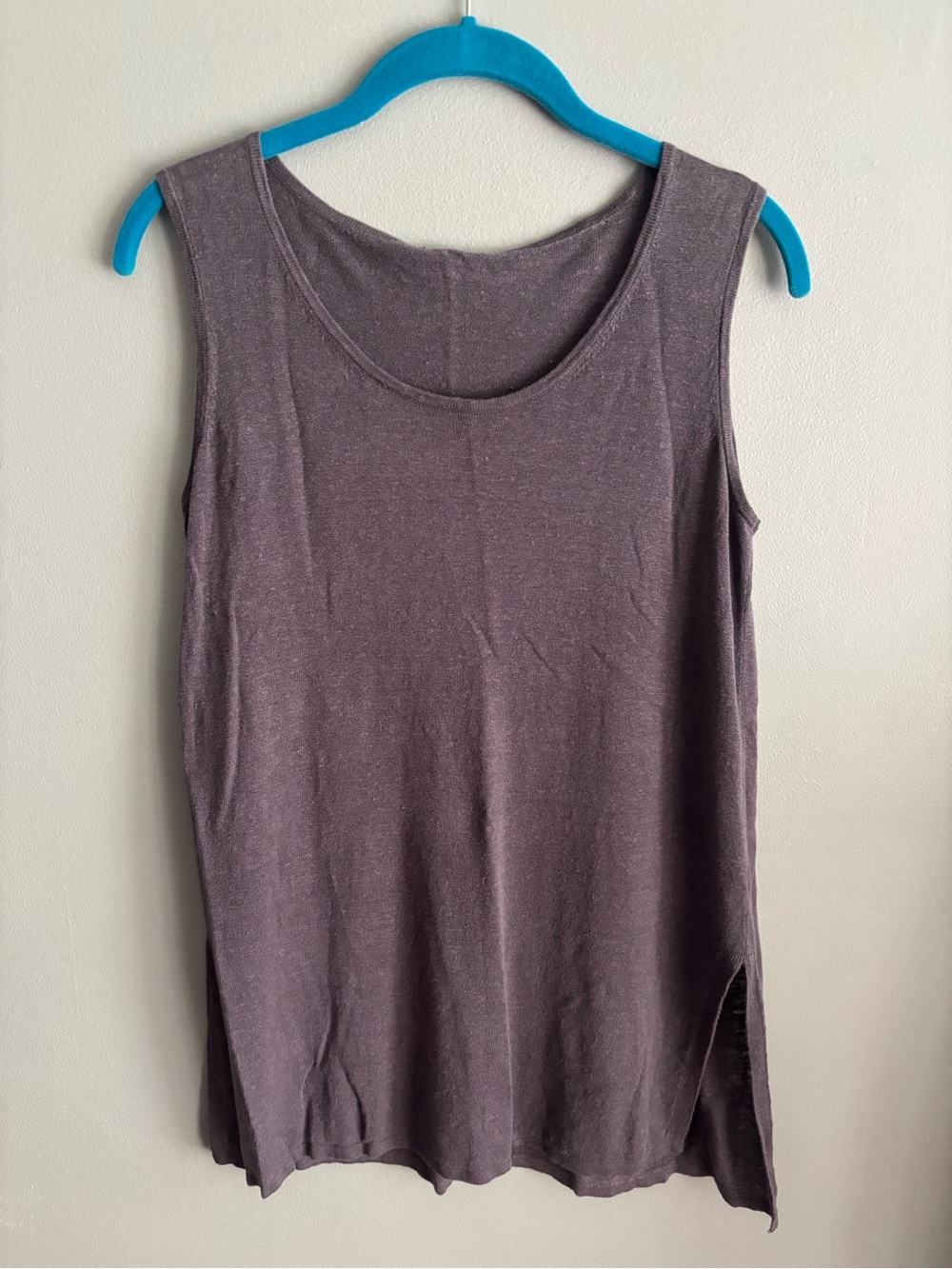Pure Jill J. Jill Linen Blend Scoop Neck Tank Top Gray Charcoal